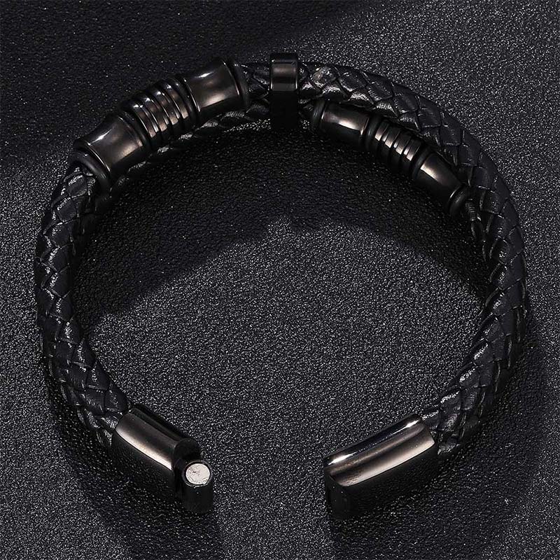 Pulsera Fortune con tejido de cuero en capas de Buddha Stones