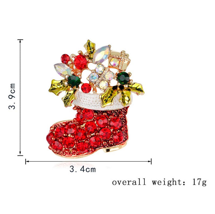 Broche navideño de cristal con diamantes de imitación multicolores