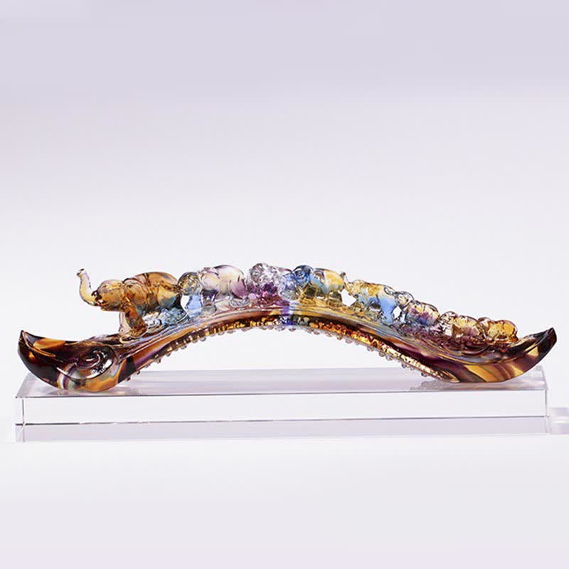 Decoración del hogar hecha a mano de Liuli Crystal Ruyi Elephant Art Piece con base de cristal - image 8