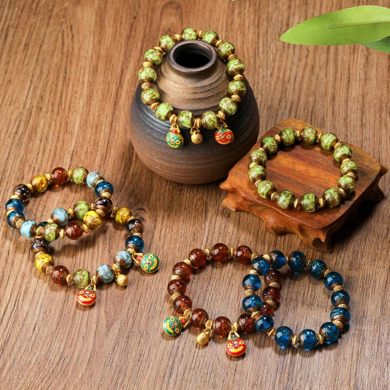 Pulsera de la fortuna con cuentas de cristal Liuli, dije de la familia de la bestia tragadora de oro con Buddha Stones - image 0