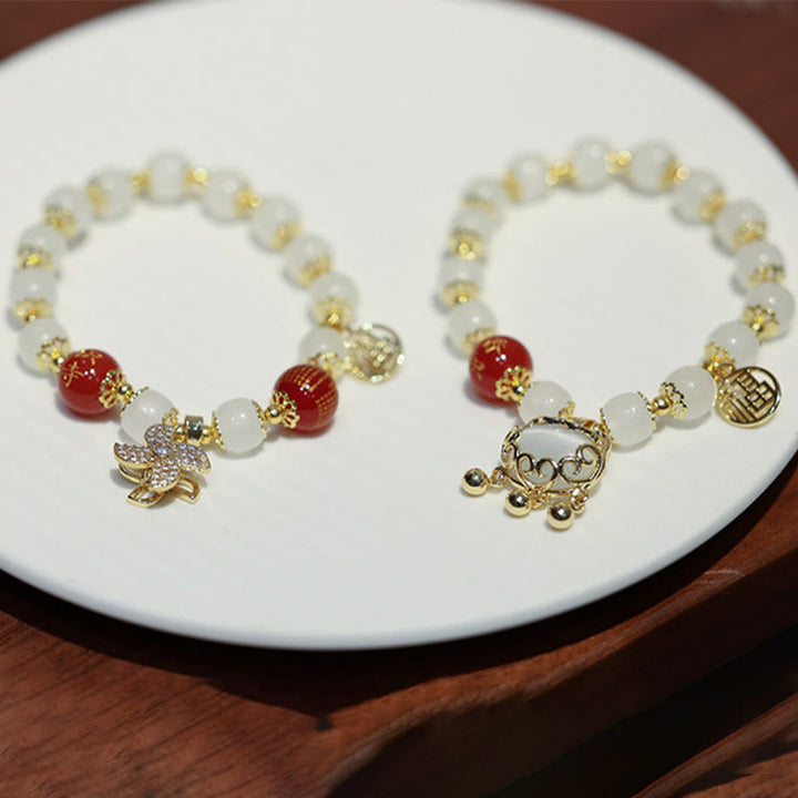 Pulsera de bendición de personaje Fu con dije de cerradura china de molino de Buddha Stones