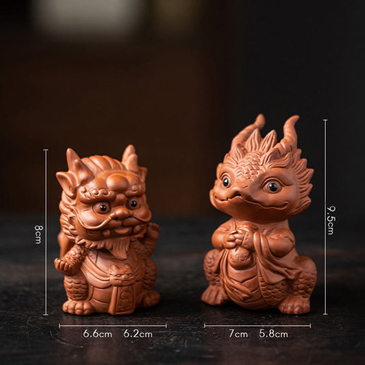 Buddha Stones, dragón de la suerte, riqueza, té, mascota, figura decorativa de arcilla púrpura, decoración
