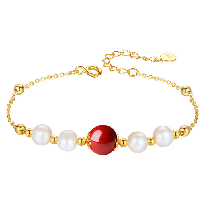 Pulsera de cadena de cuentas curativas de cinabrio y perlas de plata de ley 925 con Buddha Stones - image 10