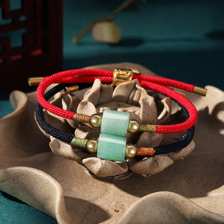 Pulsera de cuerda trenzada con protección de la suerte, malaquita, piedra roja, Aventurina verde hecha a mano, Buddha Stones del Tíbet