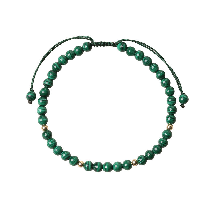 Pulsera de hilo de calma y protección de malaquita natural con Buddha Stones