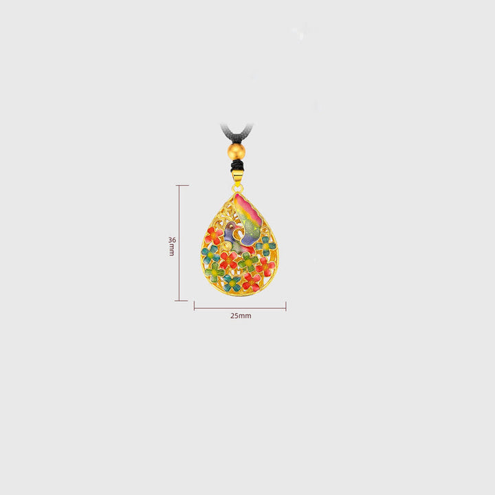 Collar con colgante de fuerza de la suerte y flor de Fénix colorida con Buddha Stones