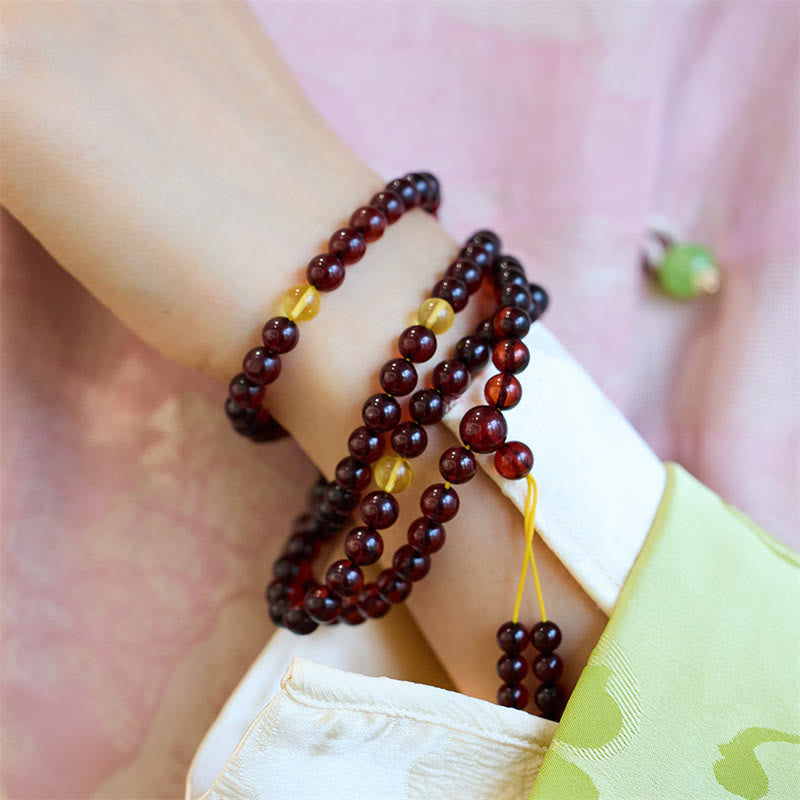 Pulsera de ansiedad transparente con 108 cuentas de Mala naturales de Buddha Stones