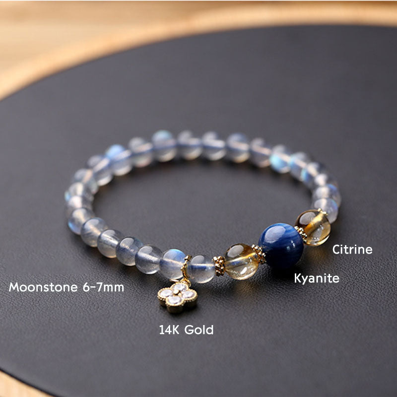 Pulsera de cuentas curativas de Chram de flor de piedra lunar natural