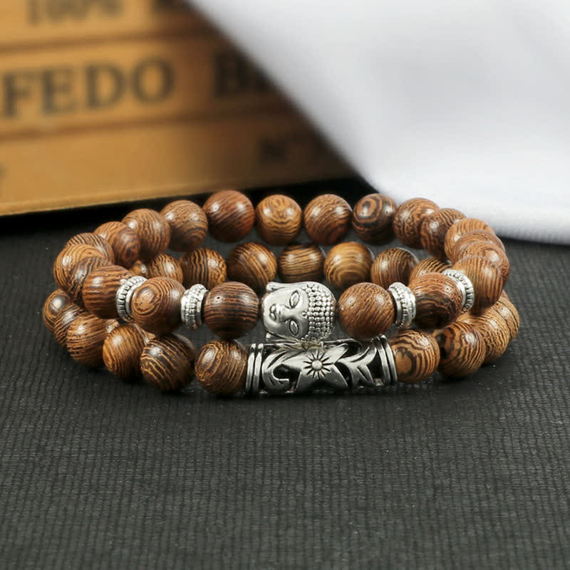 Buddha Stones 2 pulseras de protección de Buda de ágata de cristal natural