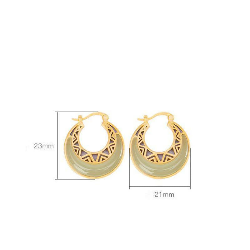 Pendientes colgantes de prosperidad de jade con luna creciente y Buddha Stones - image 8