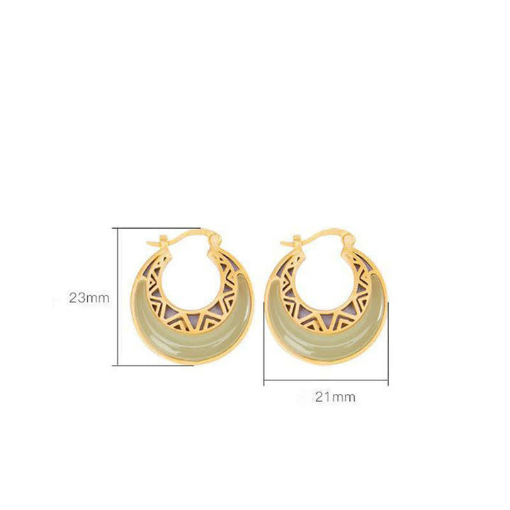 Pendientes colgantes de prosperidad de jade con luna creciente y Buddha Stones - image 8