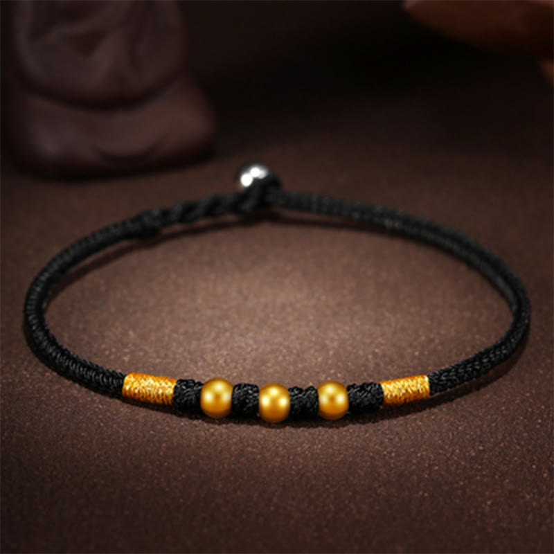 Pulsera de protección trenzada hecha a mano con nudo King Kong de la suerte con cuentas de oro 999 de piedras de Buddha Stones