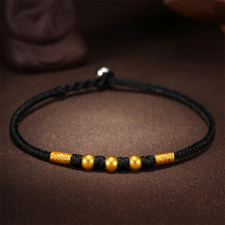 Pulsera de protección trenzada hecha a mano con nudo King Kong de la suerte con cuentas de oro 999 de piedras de Buddha Stones