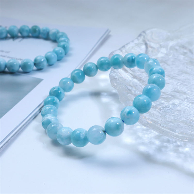 Pulsera de confianza de sabiduría de Larimar natural con Buddha Stones