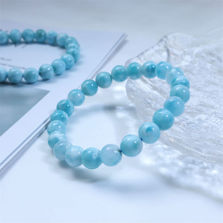 Pulsera de confianza de sabiduría de Larimar natural con Buddha Stones