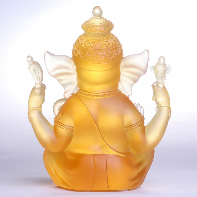 Buddha Stones hechas a mano, Ganesh Ganpati, estatuilla de elefante Liuli, pieza de arte con cristal, estatua de protección, decoración del hogar