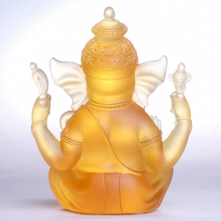 Buddha Stones hechas a mano, Ganesh Ganpati, estatuilla de elefante Liuli, pieza de arte con cristal, estatua de protección, decoración del hogar