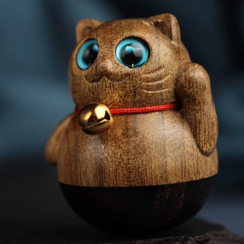Buddha Stones Mini gato de la suerte gatito Phoebe Zhennan decoración de bendición de madera - image 11