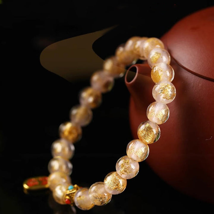 Buddha Stones, incienso tibetano, ceniza, Liuli, cuentas de cristal, Lucky Fortune Fu, pulsera con dijes de personaje