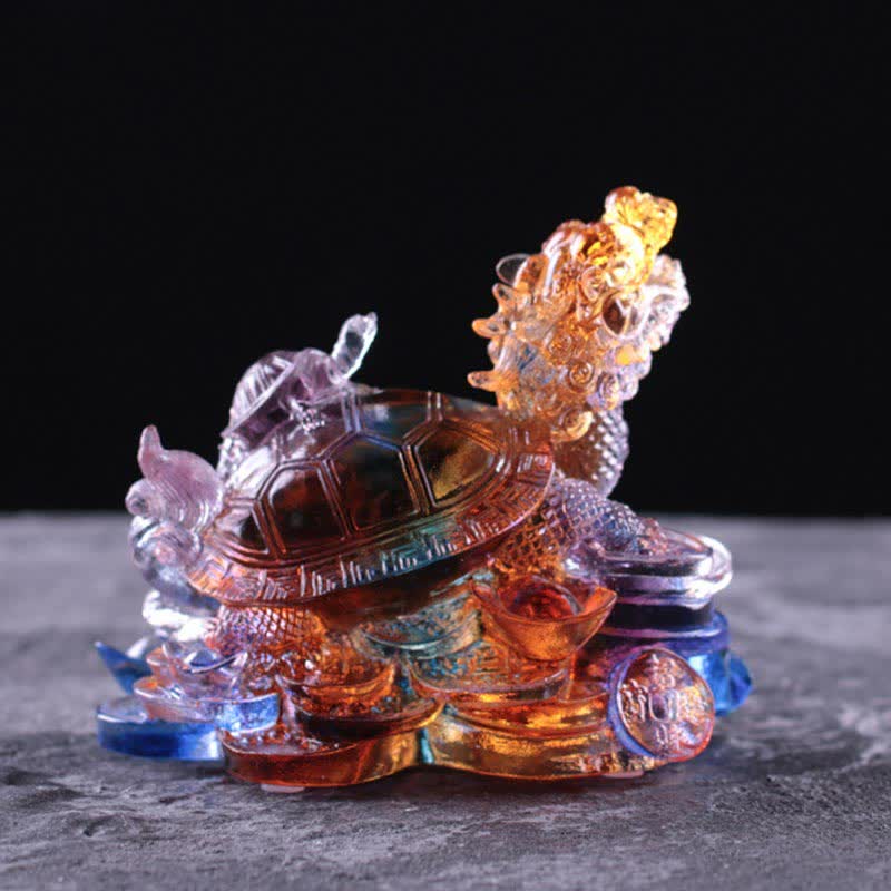 Buddha Stones Feng Shui, monedas de tortuga dragón hechas a mano, pieza de arte de la suerte de cristal Liuli, decoración para el hogar y la Oficina - image 8