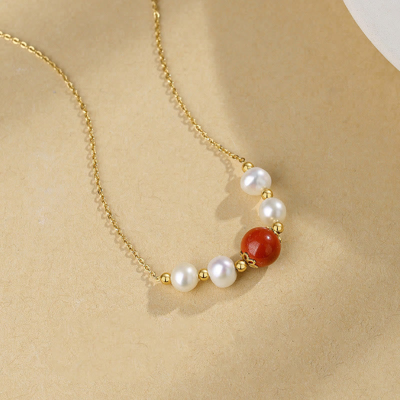 Collar con colgante de cadena de cuentas curativas de sinceridad con perlas de cinabrio de plata de ley 925 con Buddha Stones - image 1