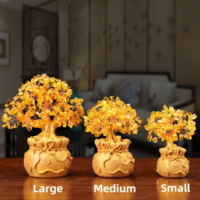 Buddha Stones Adorno de piedras preciosas de árbol de dinero de citrino natural - Feng Shui para la prosperidad - image 1
