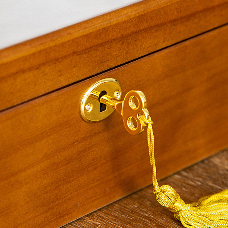 Caja de joyería de madera vintage con Buddha Stones, caja de almacenamiento de joyería de madera maciza de dos capas