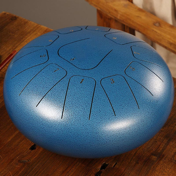 Buddha Stones Tambor de lengua de acero, sonido curativo, meditación, atención plena, kit de tambor de yoga, 11 notas, 8 pulgadas - Azul acero - image 20