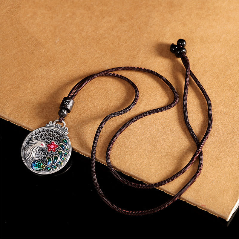 Collar con colgante de plata de ley 990 con Buddha Stones , diseño de fénix y protección de la suerte - image 2