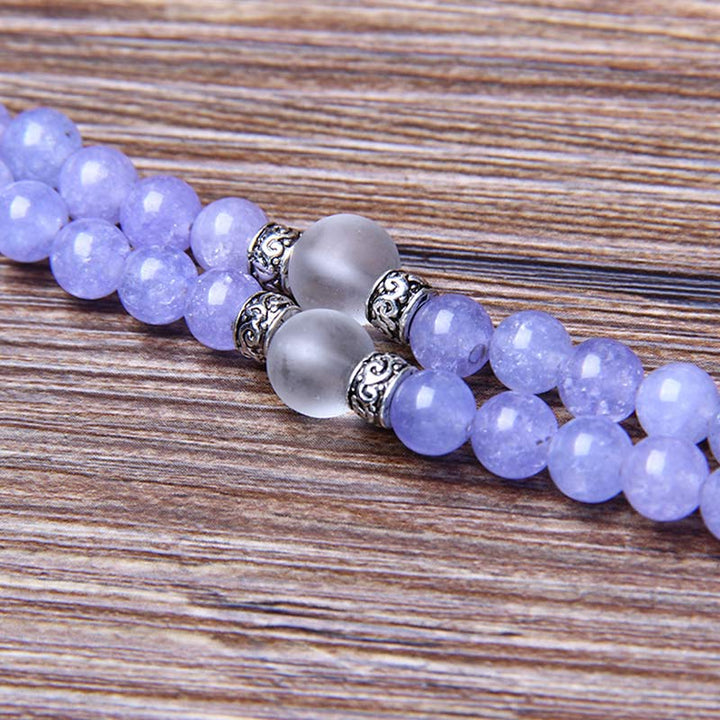 Pulsera de fuerza con cuentas de jaspe morado y Buddha Stones Mala