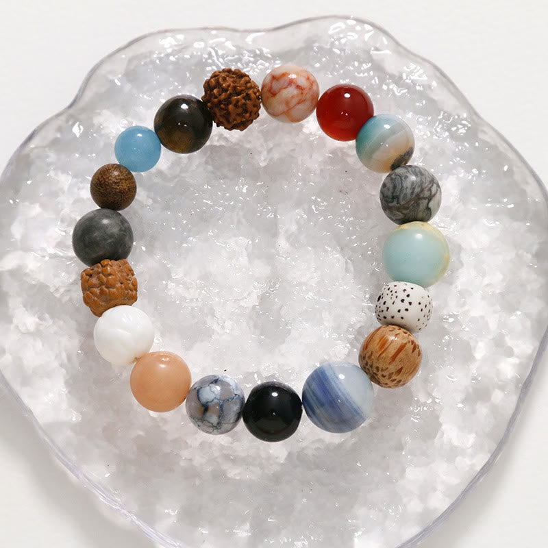 Buddha Stones, semilla de Bodhi Natural, piedra de cristal, ágata, pulsera para mantener alejados los espíritus malignos