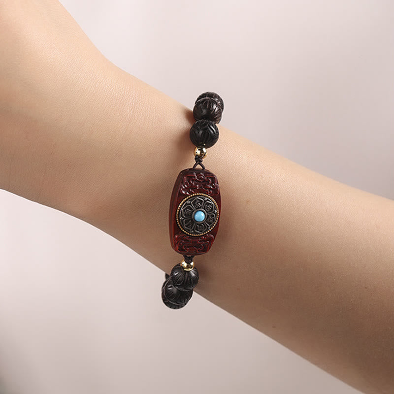 Buddha Stones Sándalo Verde Madera de Ébano Sándalo Om Mani Padme Hum Pulsera Calmante
