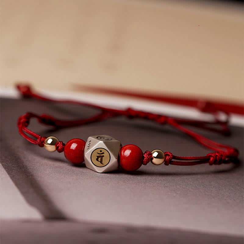 Pulsera trenzada de plata de ley 925 hecha a mano con Buddha Stones , zodíaco chino, Buda natal, cinabrio - image 7