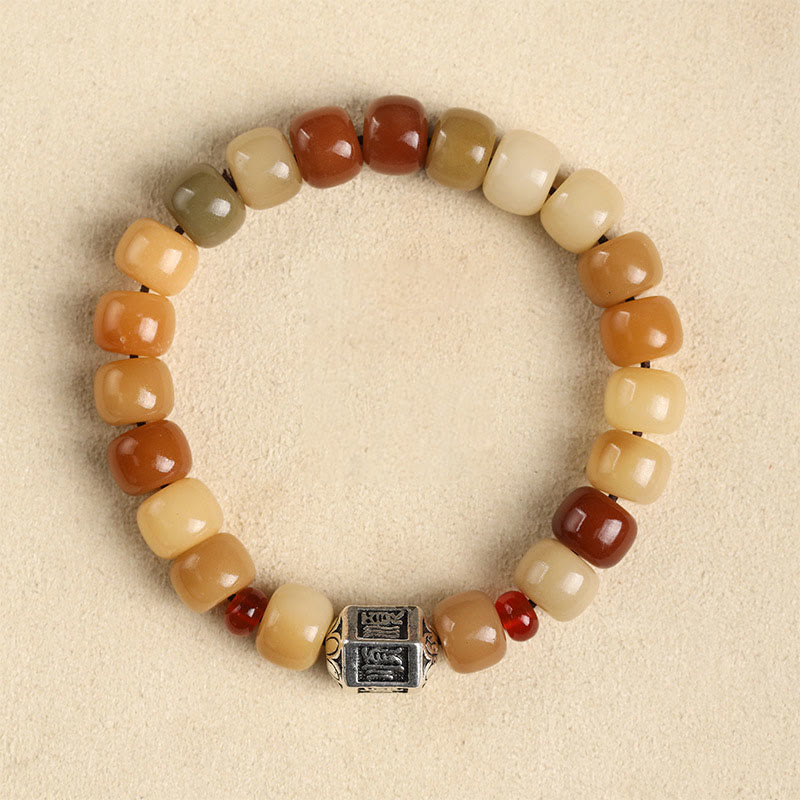 Buddha Stones Semilla Bodhi Natural El Señor del Bosque Cadáver Om Mani Padme Hum Pulsera de Sabiduría