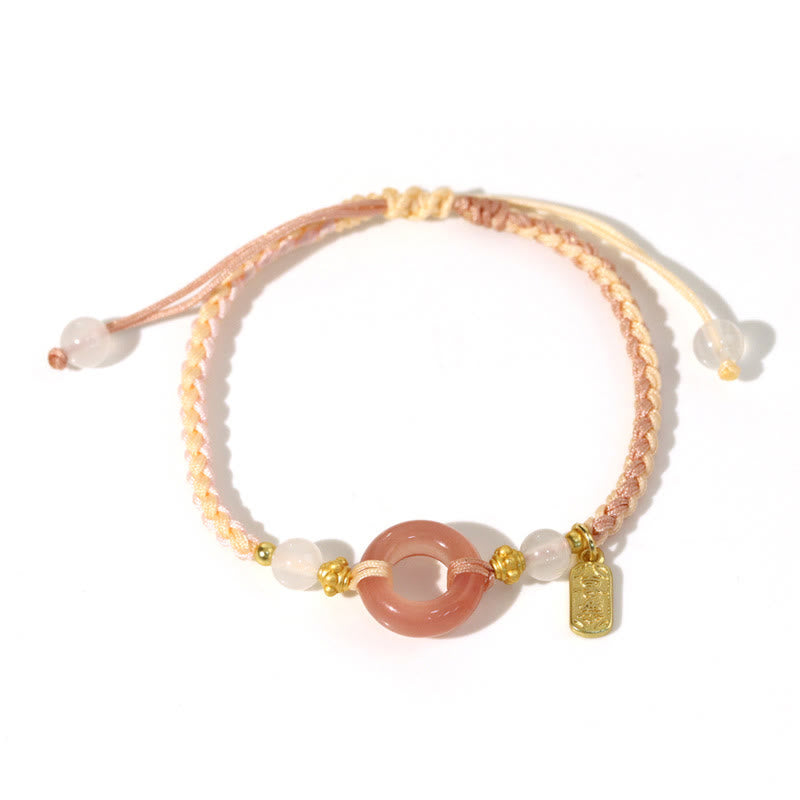 Pulsera trenzada hecha a mano con hebilla de la paz y ágata de la paz y la alegría de las Buddha Stones