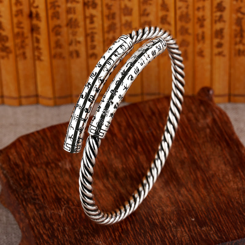 Brazalete de pulsera de equilibrio con diseño trenzado de Sutra de corazón Retro con Buddha Stones