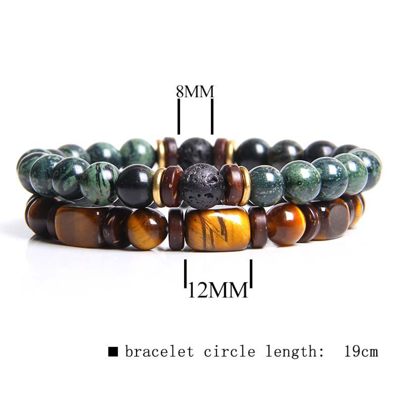 Buddha Stones 2 pulseras de cuentas de ojo de tigre de piedra emperador de cristal curativo