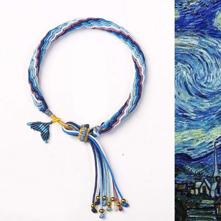 Pulsera trenzada de protección de cuerda de suerte con nudo de reencarnación