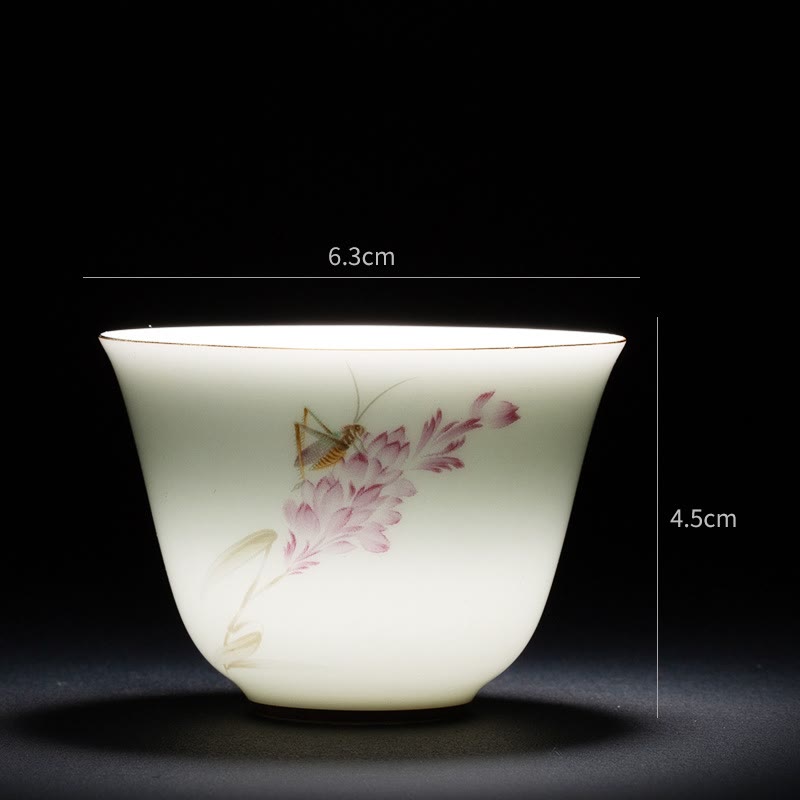 Taza de té de cerámica de porcelana azul y blanca, Buddha Stones, flores coloridas, orquídeas, olas del mar, taza de té de Kung Fu