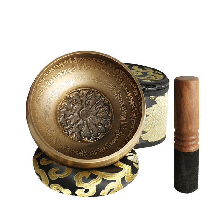 Cuenco con sonido de meditación tibetana con Buddha Stones hecho a mano para curación y atención plena, juego de cuencos para cantar - Negro - image 0
