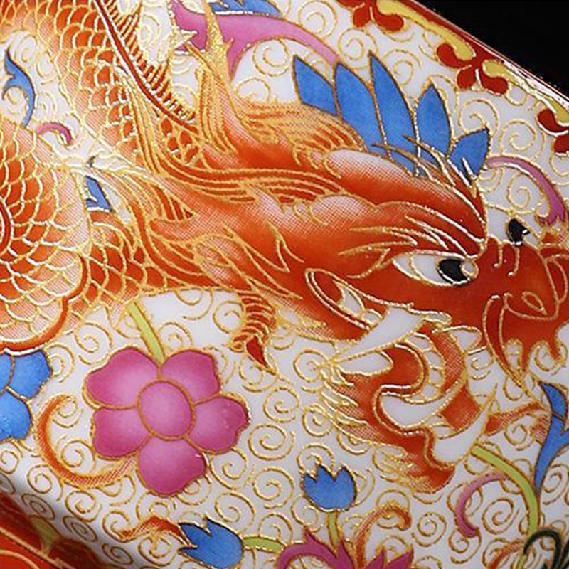 Tazas de té de cerámica de Kung Fu con Buddha Stones , 2 uds., Dragón Fénix