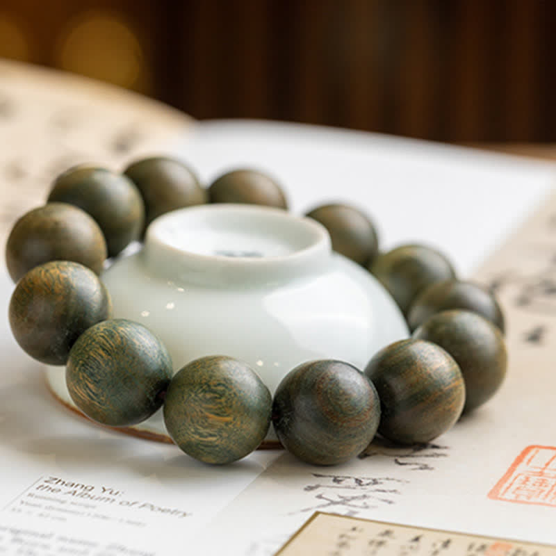 Pulsera de curación calmante de sándalo verde tibetano