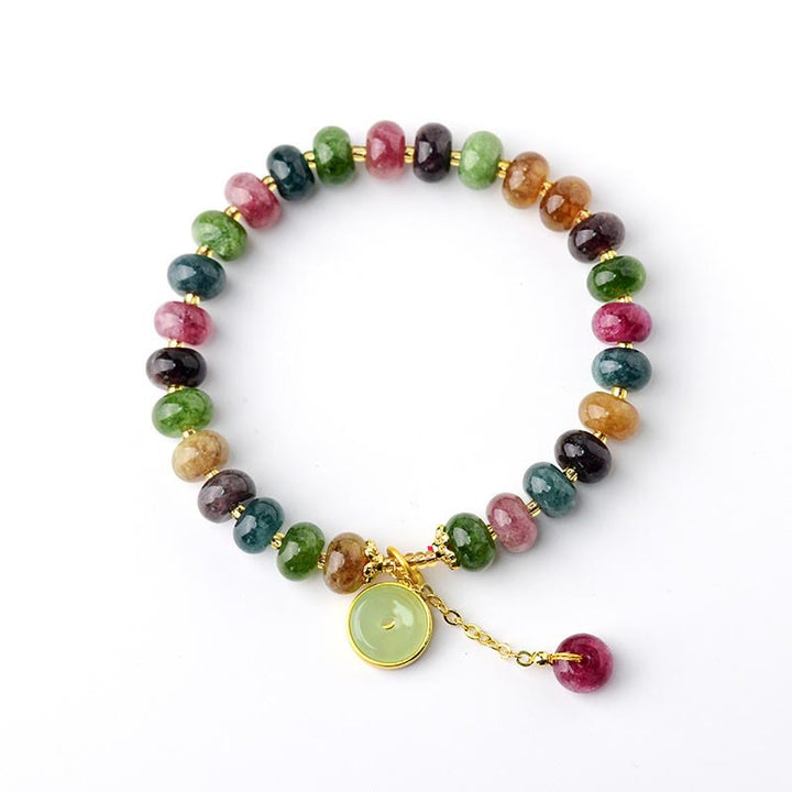 Pulsera de amor con dije de conejo y turmalina colorida con Buddha Stones