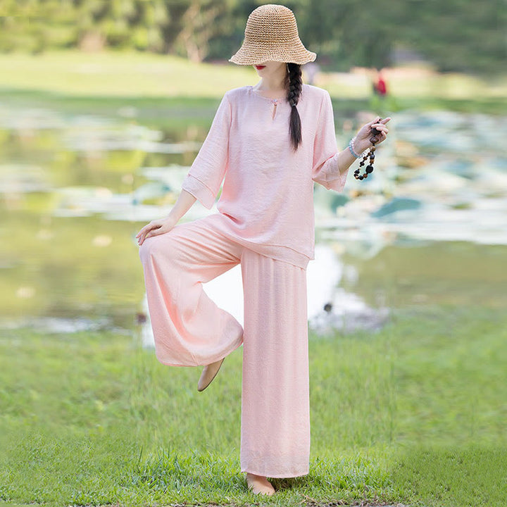 Conjunto de ropa para mujer para la práctica matutina espiritual de Tai Chi, meditación y oración Zen. - image 21