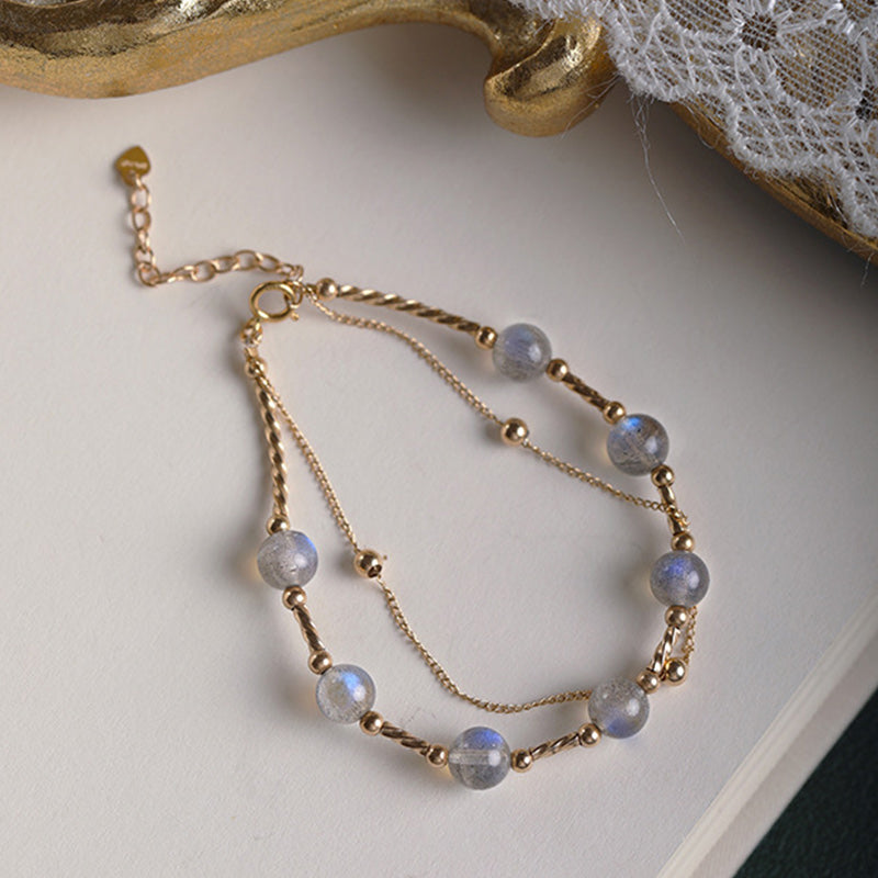 Pulsera de cadena con encanto positivo de piedra lunar