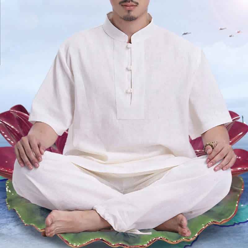 Conjunto de ropa de lino y algodón para hombre, meditación Zen espiritual, Buddha Stones, práctica de oración - image 1
