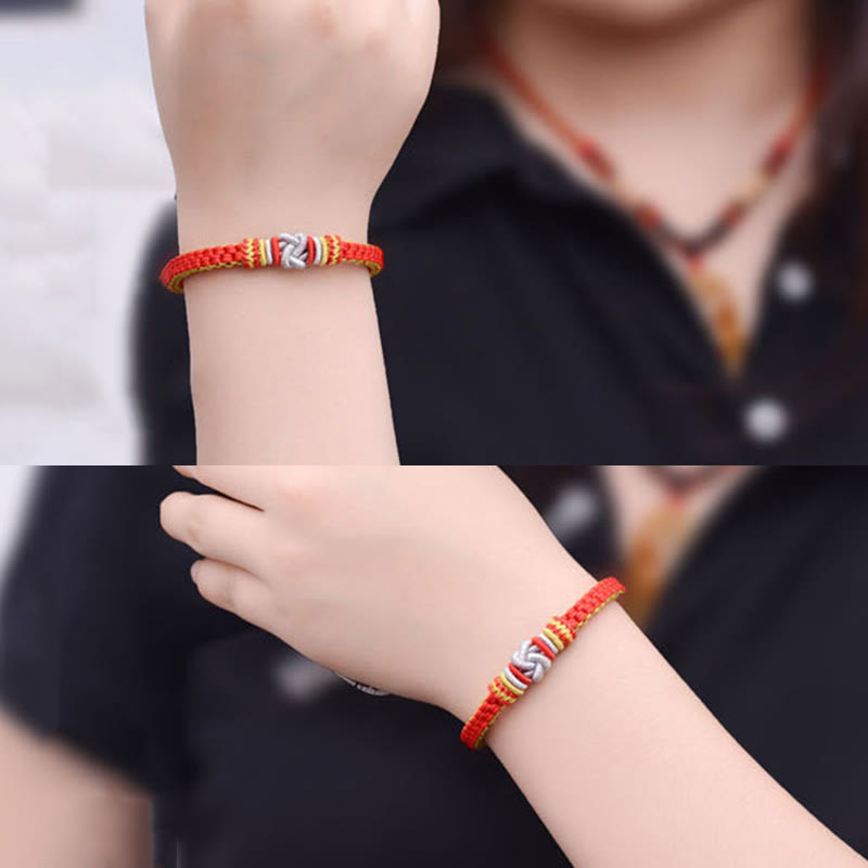 Pulsera hecha a mano con Buddha Stones, cuerda colorida, nudo de amor verdadero, suerte