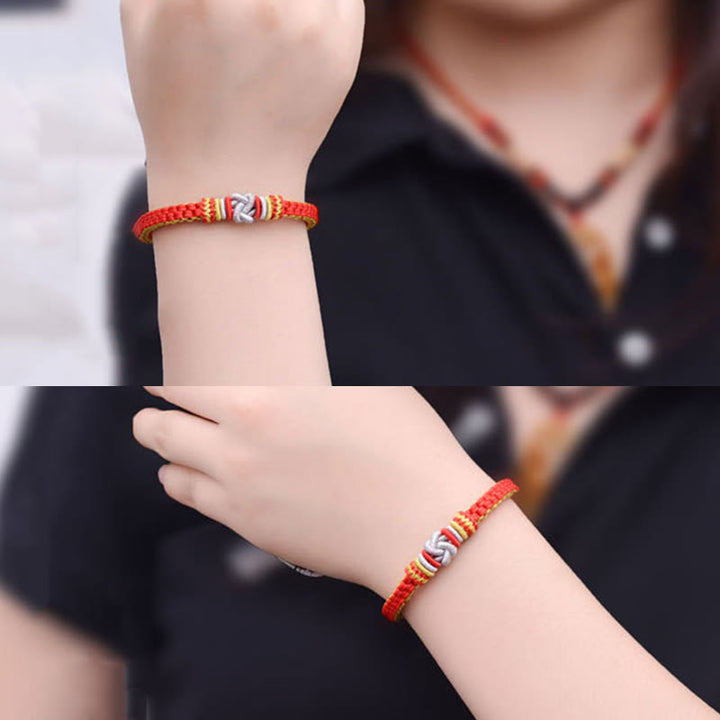 Pulsera hecha a mano con Buddha Stones, cuerda colorida, nudo de amor verdadero, suerte