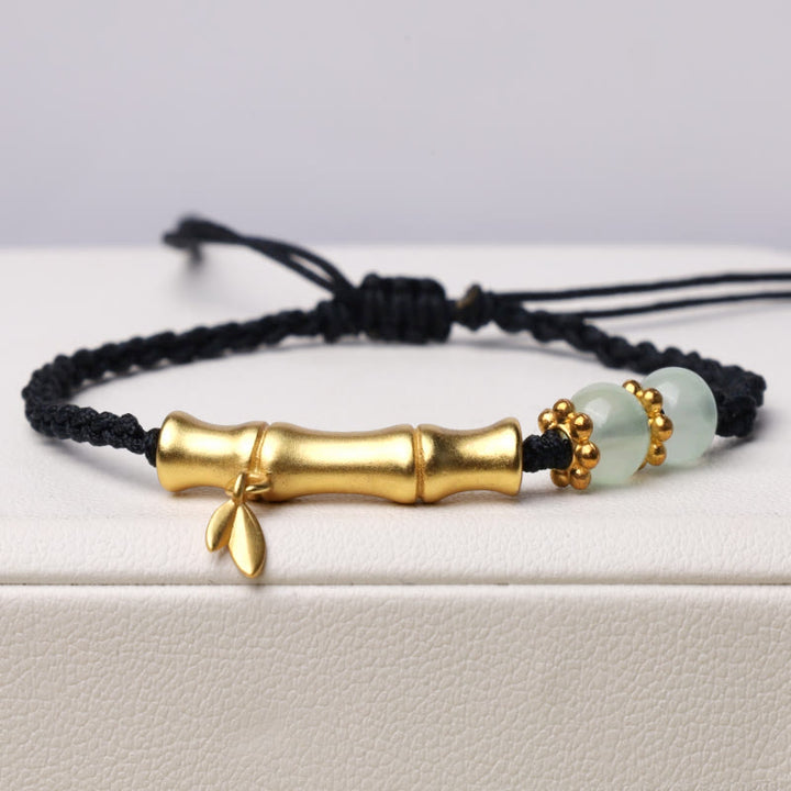 Pulsera trenzada de fuerza de la suerte con diseño de bambú de Buddha Stones