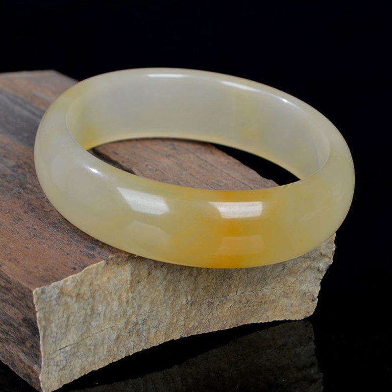 Brazalete de pulsera de riqueza de suerte de jade de seda dorada natural